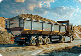 Carrier truck, dump truck carrying construction materials