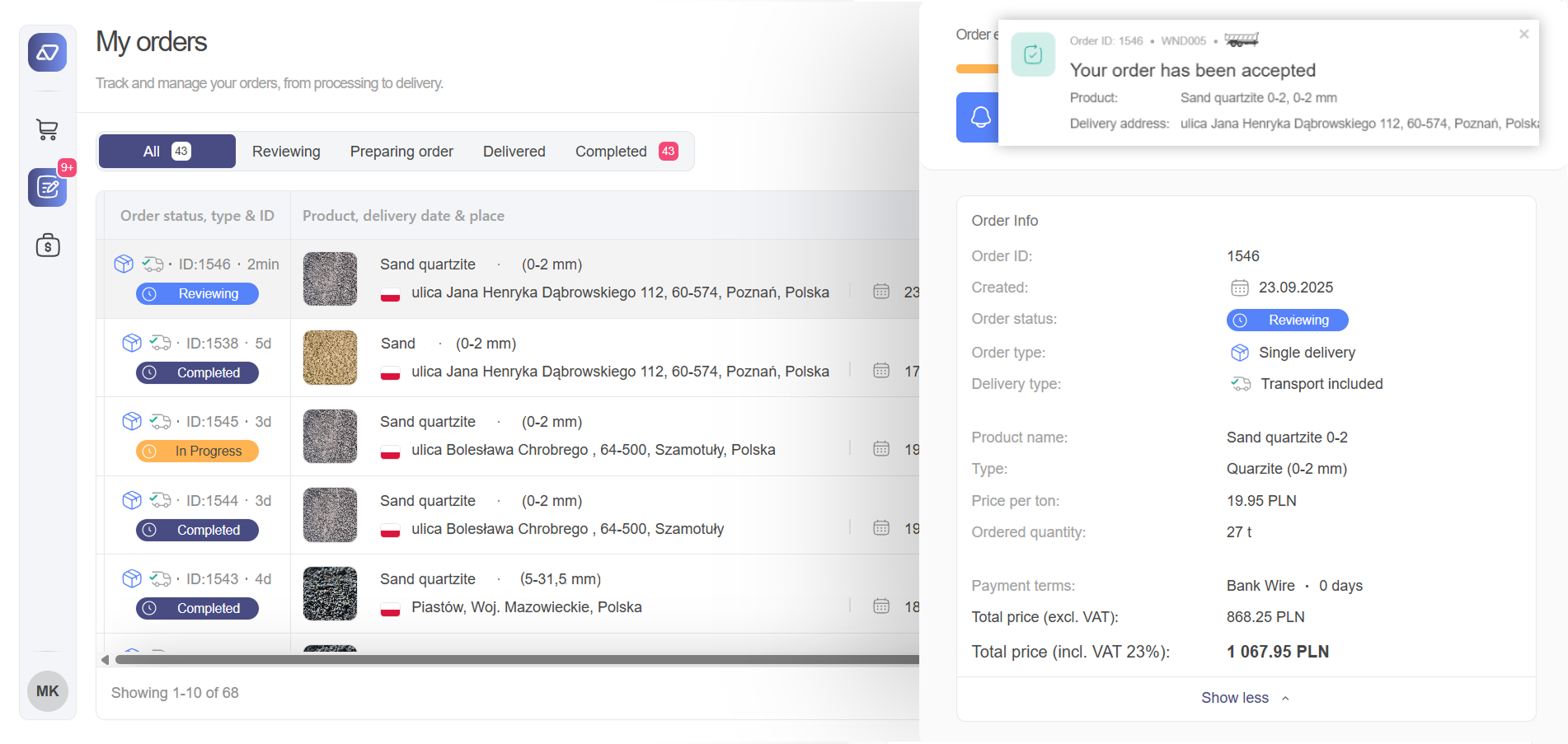 Track your delivery on the day — illustration (step 3)