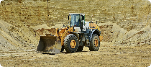 Producer card, bulldozer on dig site